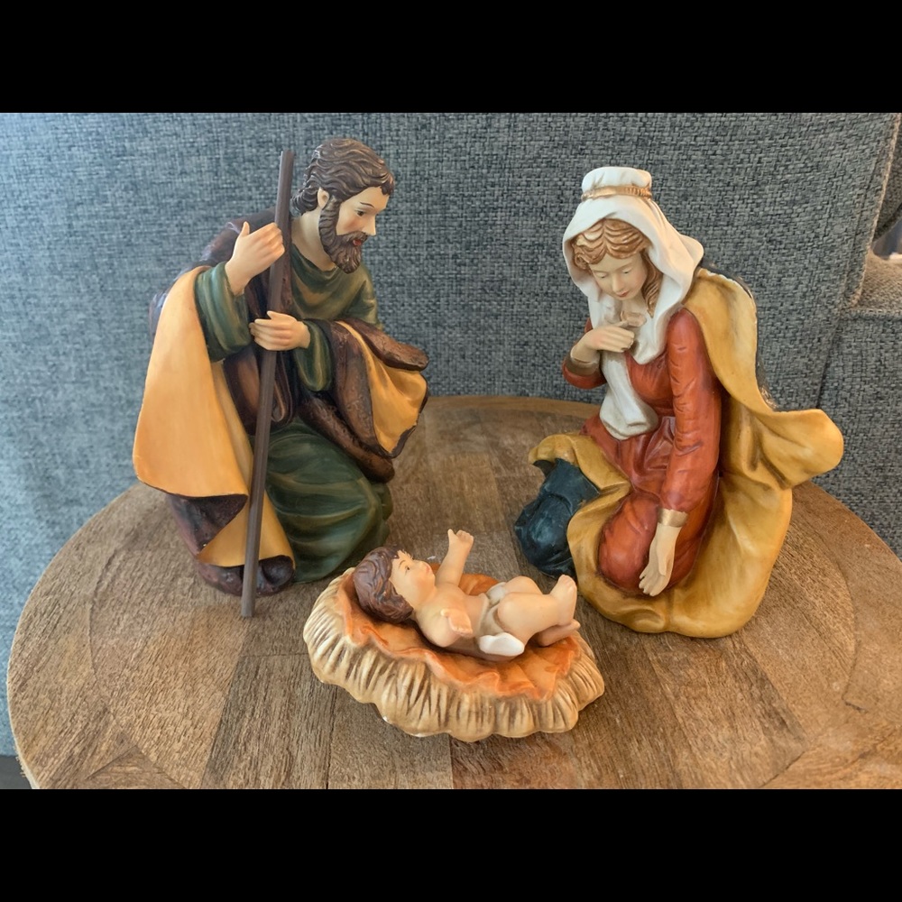 Porcelain hand painted nativity set